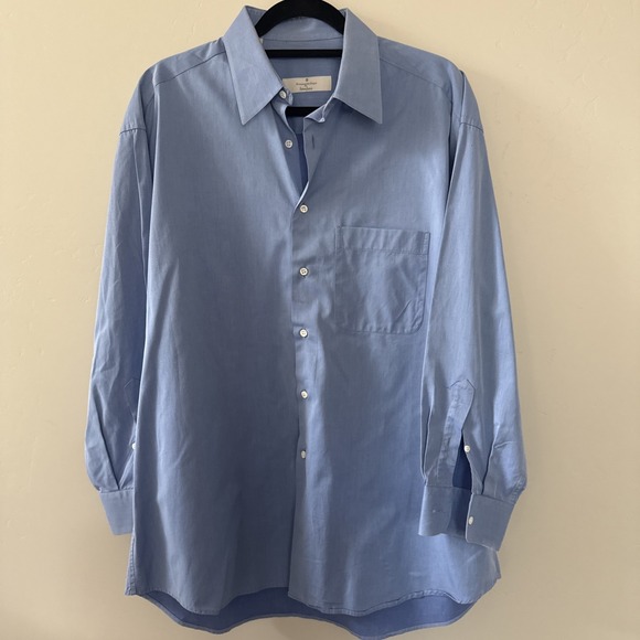 ERMENEGILDO ZEGNA Button Up Dress Shirt 43-17 Chambray Blue Cotton Neiman Marcus - Picture 1 of 12